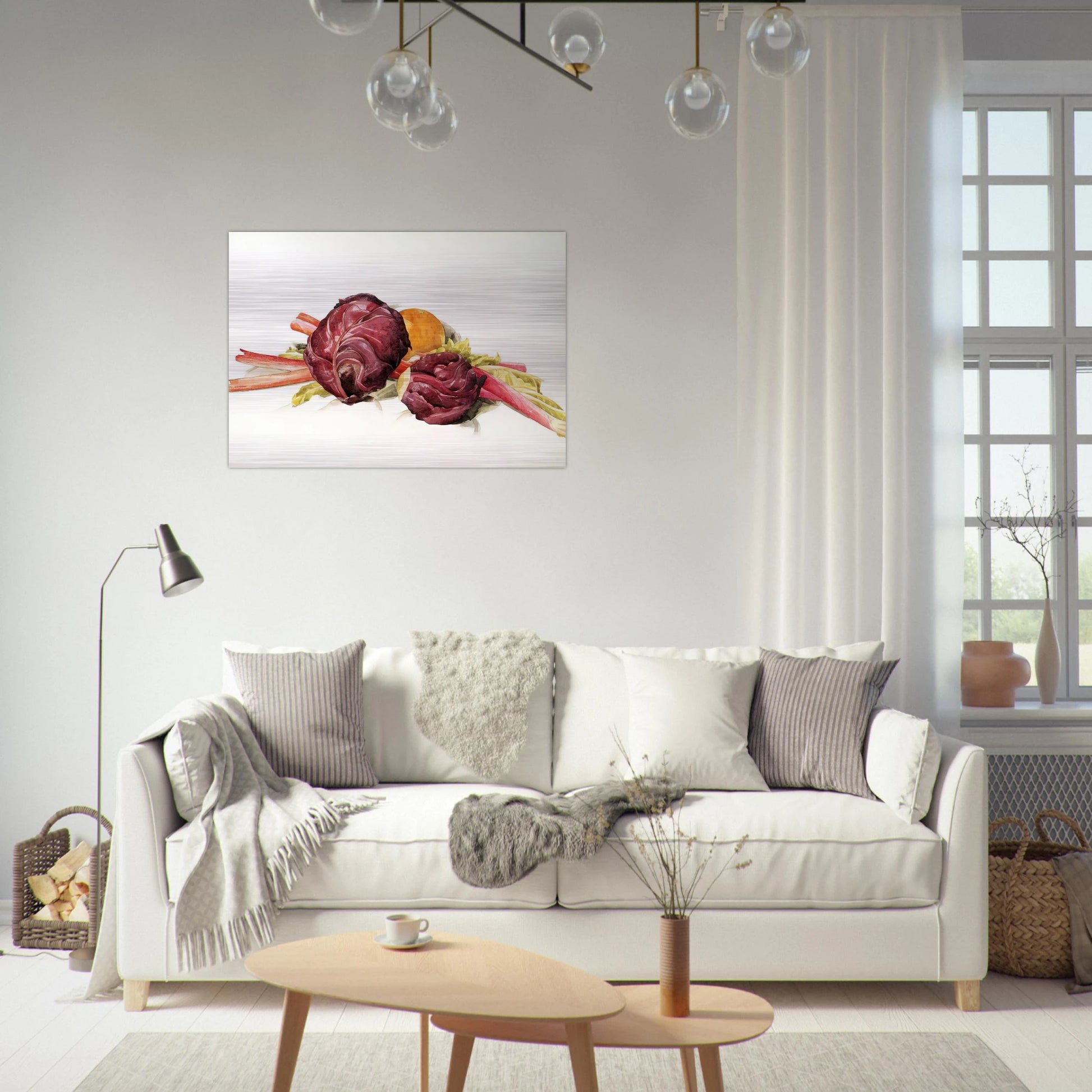 Red Cabbages, Rhubarb and Orange - 1929 - Charles Demuth Brushed Aluminum Print - 70x100 cm / 28x40 inches | Charles Demuth Aluminum Print | Charles Demuth Prints