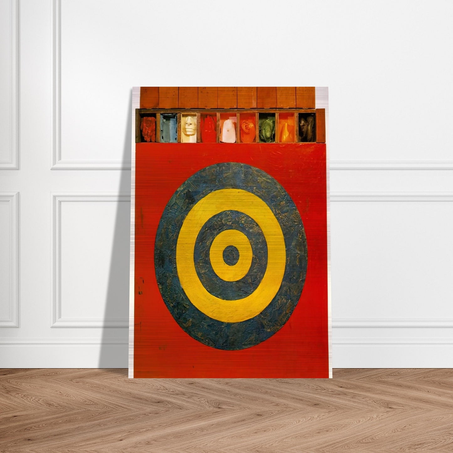 TARGET WITH PLASTER CASTS 1955 - Jasper Johns Brushed Aluminum Print - 70x100 cm / 28x40 inches | Jasper Johns Aluminum Print | Jasper Johns Prints