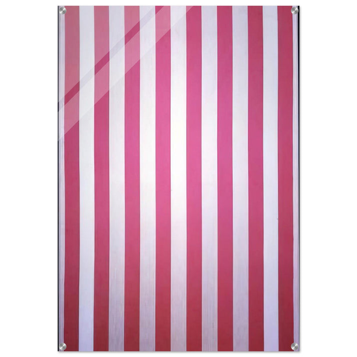 Peinture acrylique blanche sur tissu rayé blanc et rouge - 1970 - Daniel Buren Acrylic Print - 70x100 cm / 28x40″ inches | Daniel Buren Wall Art | Daniel Buren Prints