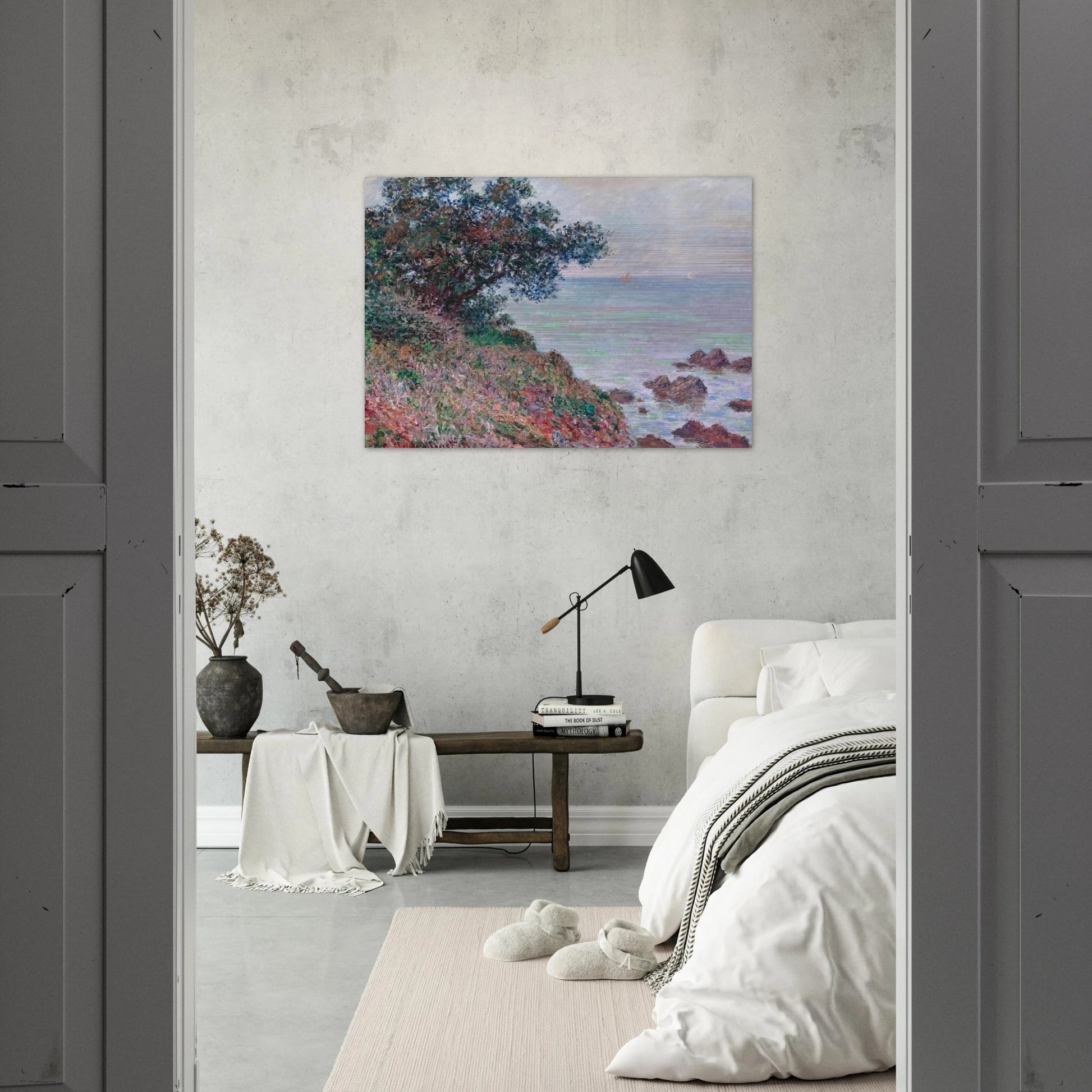 Mediteranian Coast, Grey Day - claude monet Brushed Aluminum Print - 70x100 cm / 28x40 inches | claude monet Aluminum Print | claude monet Prints