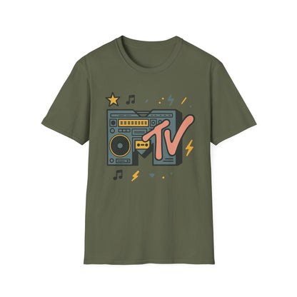 T-shirt graphique rétro MTV vintage imprimé léopard musical années 80 90 années nostalgiques unisexe shirt de groupe style rock imprimé animal