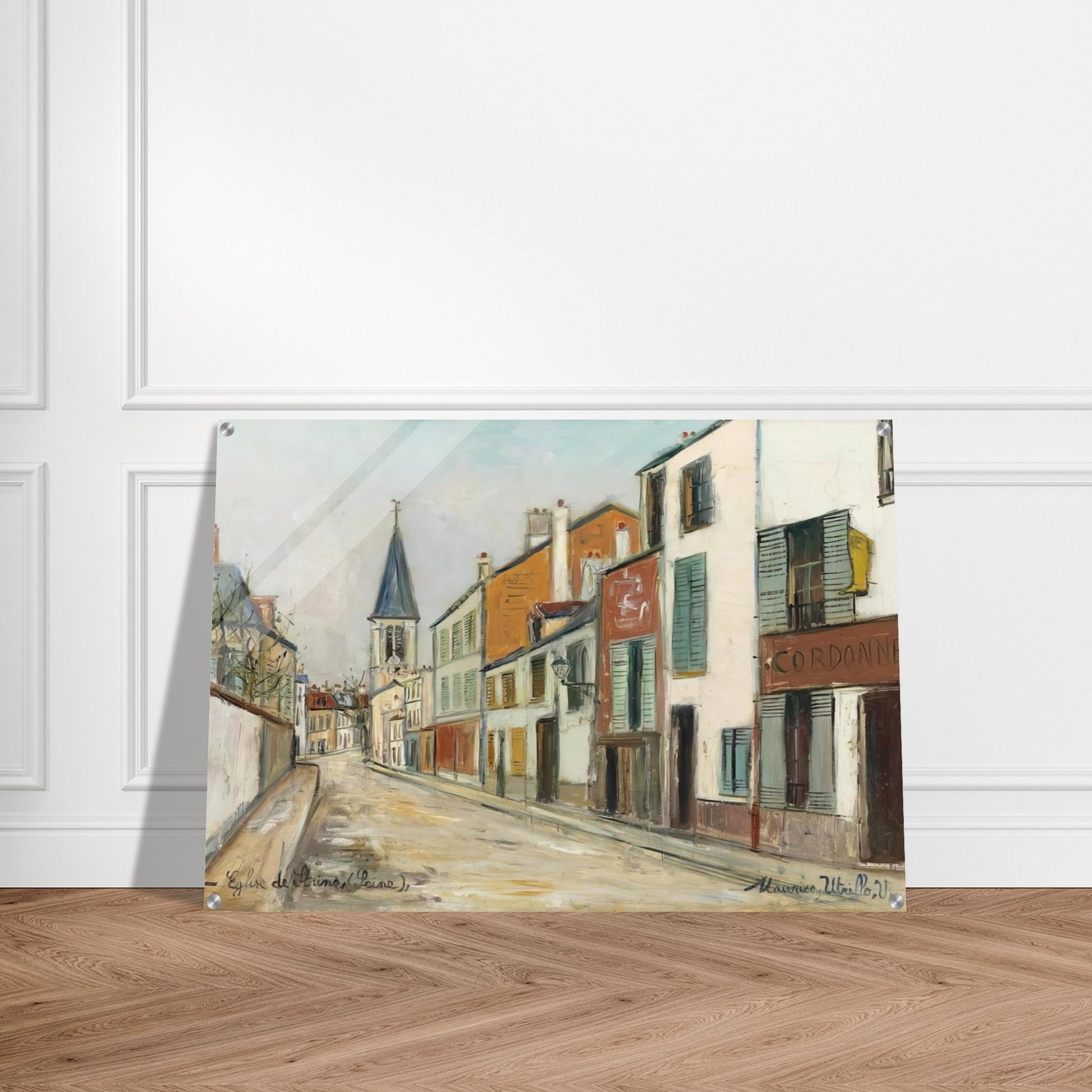 RUE JEAN DURAND ET LEGLISE STAINS SEINE SAINT DENIS 1940 - Maurice Utrillo Acrylic Print - 70x100 cm / 28x40″ inches
