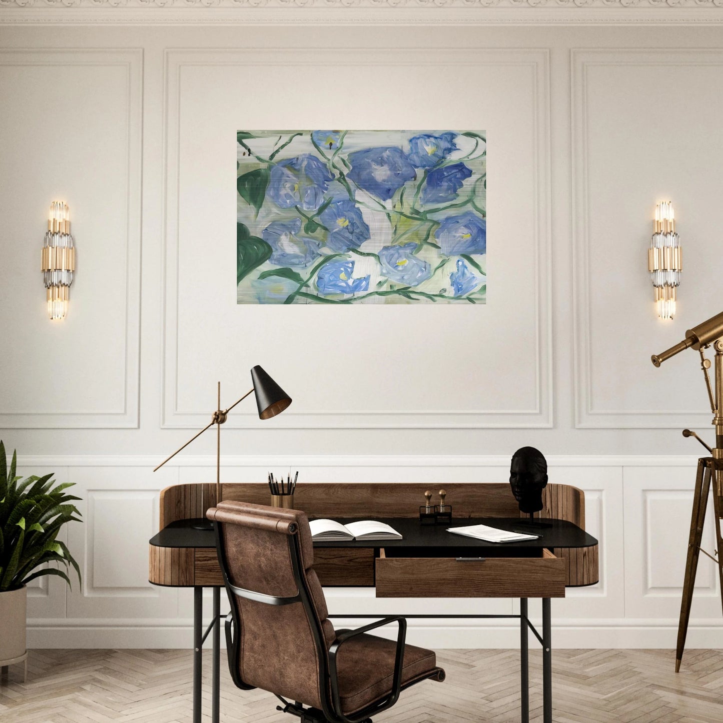 Morning Glories - 1984 - Jennifer Bartlett Brushed Aluminum Print - 70x100 cm / 28x40 inches | Jennifer Bartlett Aluminum Print | Jennifer Bartlett Prints