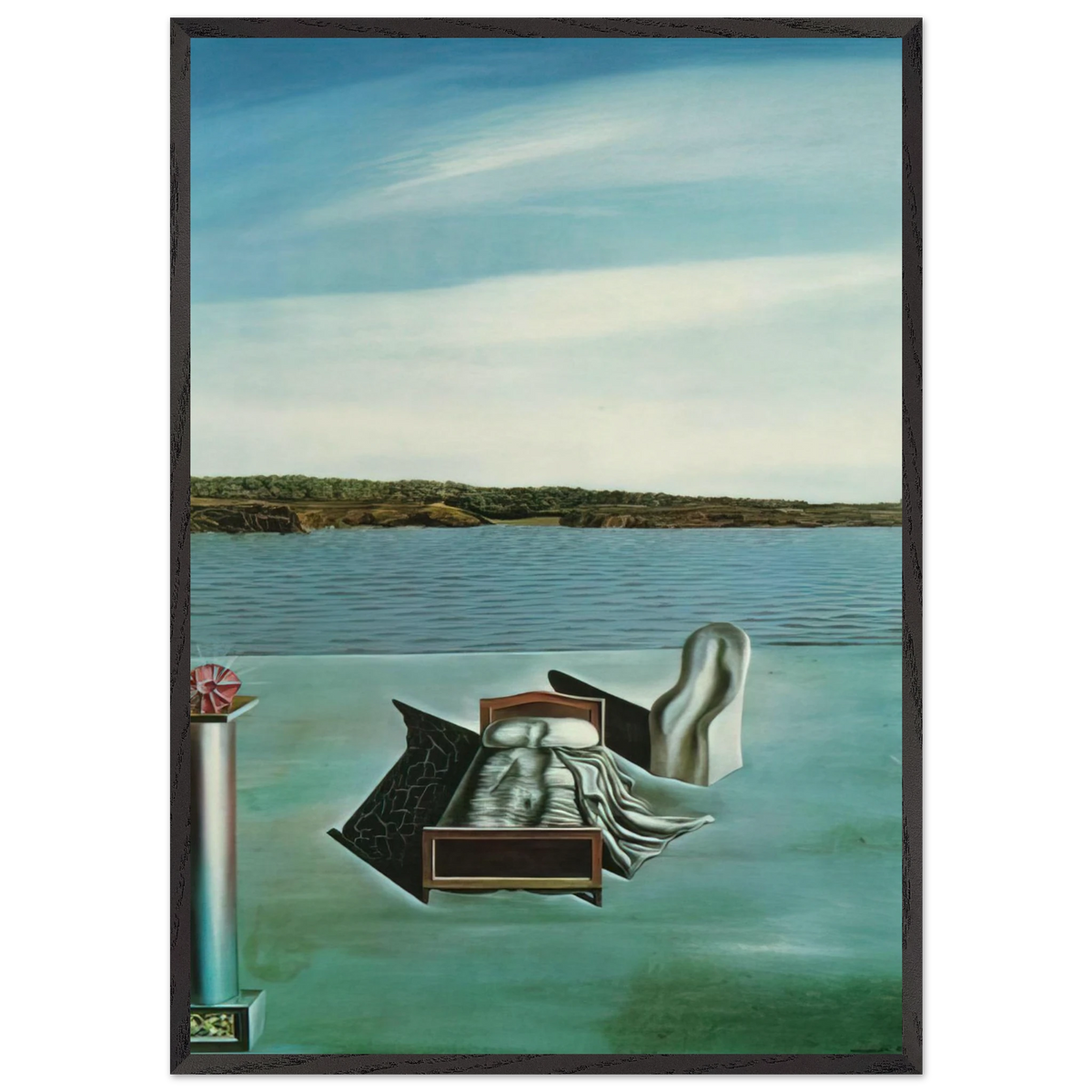 SURREALIST COMPOSITION WITH INVISIBLE FIGURES - Salvador Dali 70x100 cm / 28x40 inches Framed Art Print – Black Wooden Frame