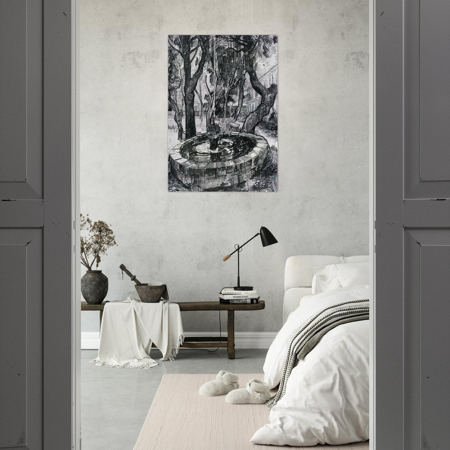 Fountain in the Garden of Saint-Paul Hospital - Vincent van Gogh Brushed Aluminum Print - 70x100 cm / 28x40 inches | Vincent van Gogh Aluminum Print | Vincent van Gogh Prints
