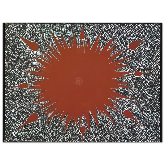 Clifford Possum Tjapaltjarri - Dreaming Story at Warlugulong - 1976  75x100 cm / 30x40inches Fine Art Poster