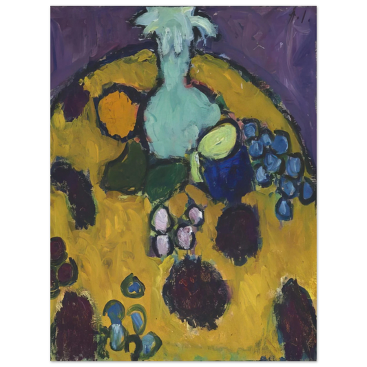 Alexej von Jawlensky - STILLEBEN MIT GESTICKTER DECKE 1910  75x100 cm / 30x40inches Fine Art Poster