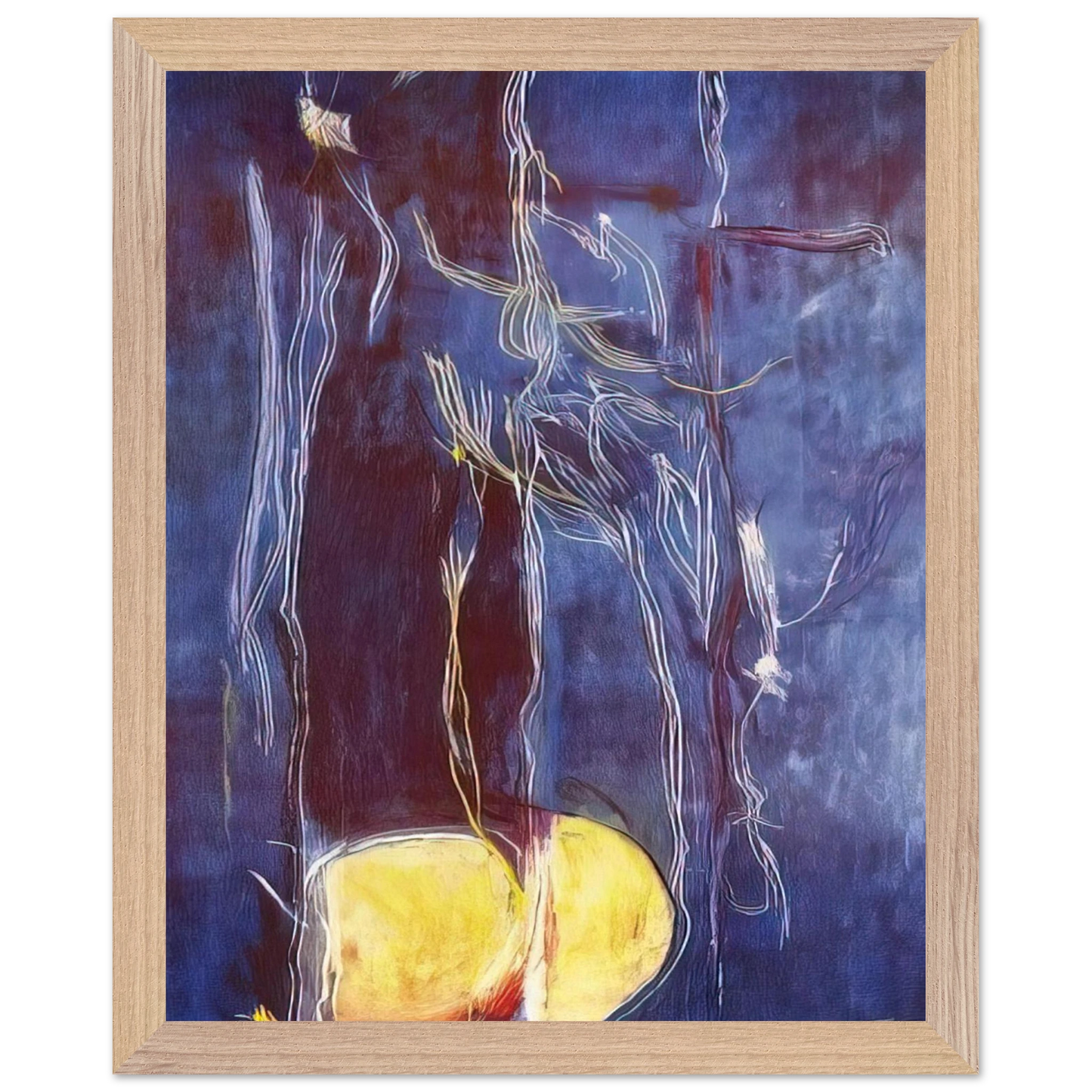 Helen Frankenthaler - All About Blue - 1994 Wall art - 30x45 cm / 12x18 inches - Premium Wooden Framed Poster With Fine Art Paper-canvas - White frame