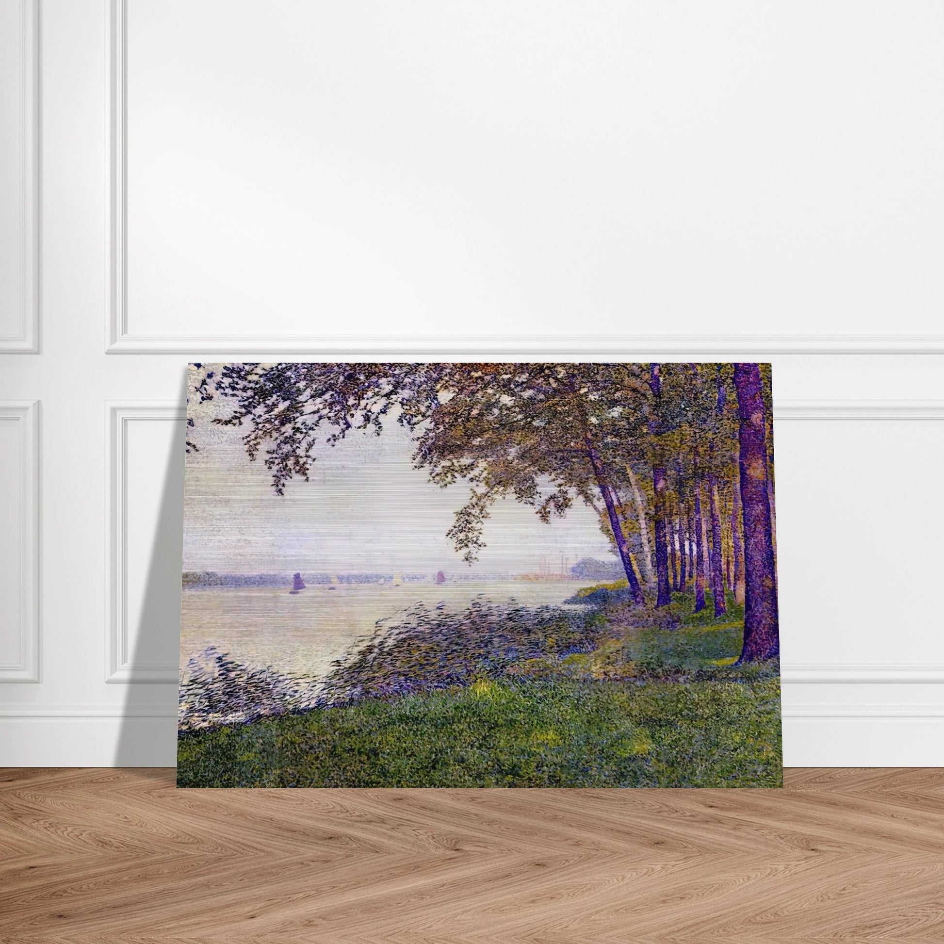 THE SCHELDE UPSTREAM FROM ANTWERP AFTER FOG 1892 - Theo van Rysselberghe Brushed Aluminum Print - 70x100 cm / 28x40 inches | Theo van Rysselberghe Aluminum Print | Theo van Rysselberghe Prints