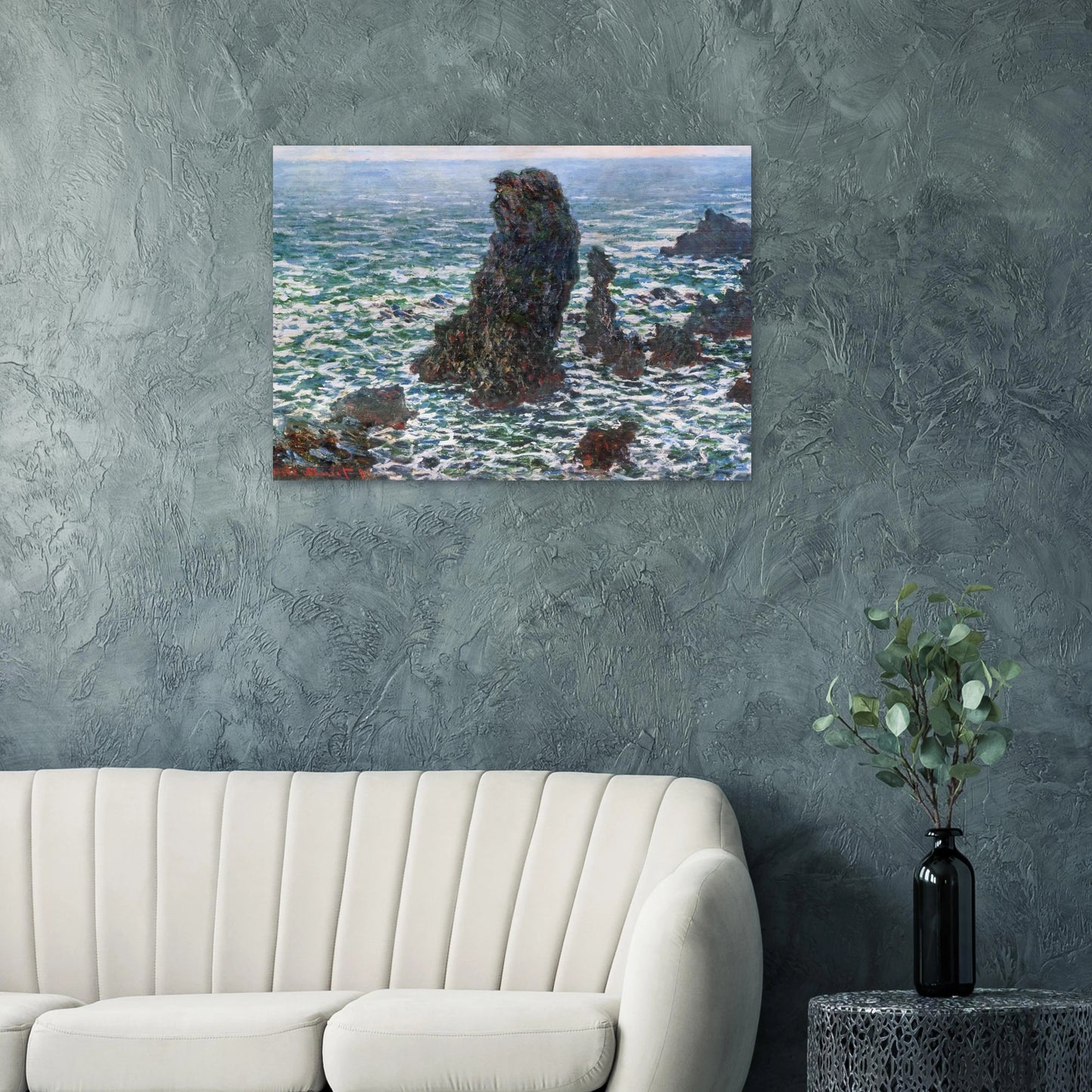 The Pyramids of Port Coton, Belle-Ile-en-Mer - claude monet Brushed Aluminum Print - 70x100 cm / 28x40 inches | claude monet Aluminum Print | claude monet Prints
