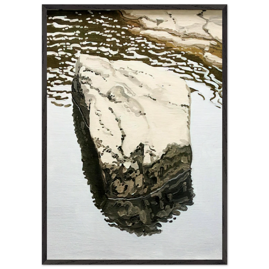 Study for Flat Boulder Reflected - 1986 - Neil Welliver 70x100 cm / 28x40 inches Framed Art Print – Black Wooden Frame