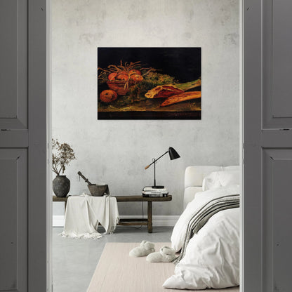Still Life with Apples, Meat and a Roll - Vincent van Gogh Brushed Aluminum Print - 70x100 cm / 28x40 inches | Vincent van Gogh Aluminum Print | Vincent van Gogh Prints