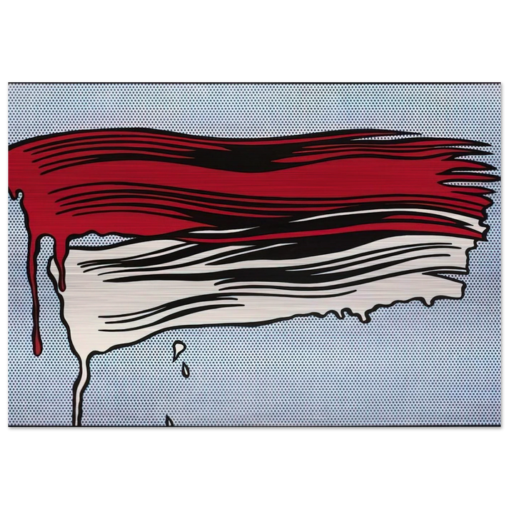 RED AND WHITE BRUSHSTROKES 1965 - Roy Lichtenstein Brushed Aluminum Print - 70x100 cm / 28x40 inches | Roy Lichtenstein Aluminum Print | Roy Lichtenstein Prints