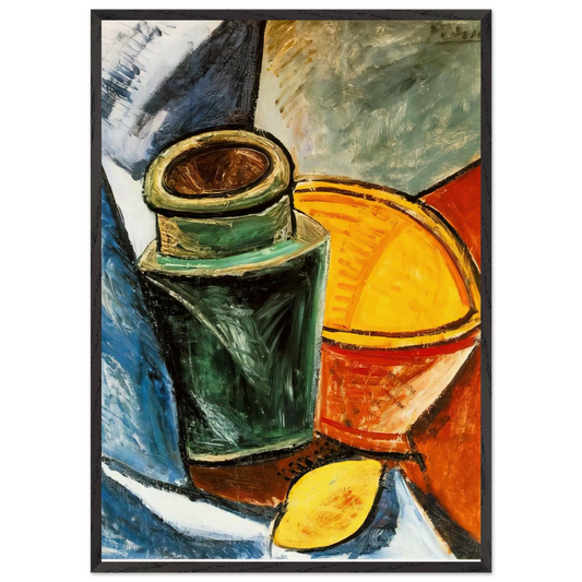 Wall artStill life with lemons N1 - Pablo Picasso 70x100 cm / 28x40 inches Framed Art Print – Black Wooden Frame