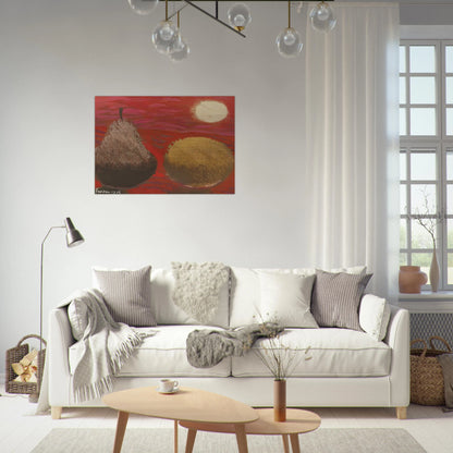 Still Life on Red - 1976 - Mary Fedden Brushed Aluminum Print - 70x100 cm / 28x40 inches | Mary Fedden Aluminum Print | Mary Fedden Prints