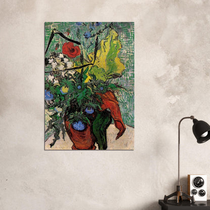 Wild Flowers and Thistles in a Vase - Vincent van Gogh Brushed Aluminum Print - 70x100 cm / 28x40 inches | Vincent van Gogh Aluminum Print | Vincent van Gogh Prints