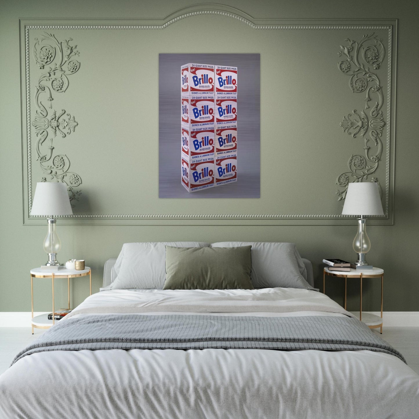 Brillo Soap Pads Boxes - Andy Warhol Brushed Aluminum Print - 70x100 cm / 28x40 inches | Andy Warhol Aluminum Print | Andy Warhol Prints