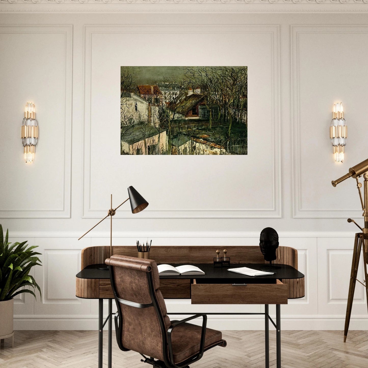 THE BERLIOZ HOUSE - Maurice Utrillo Brushed Aluminum Print - 70x100 cm / 28x40 inches | Maurice Utrillo Aluminum Print | Maurice Utrillo Prints