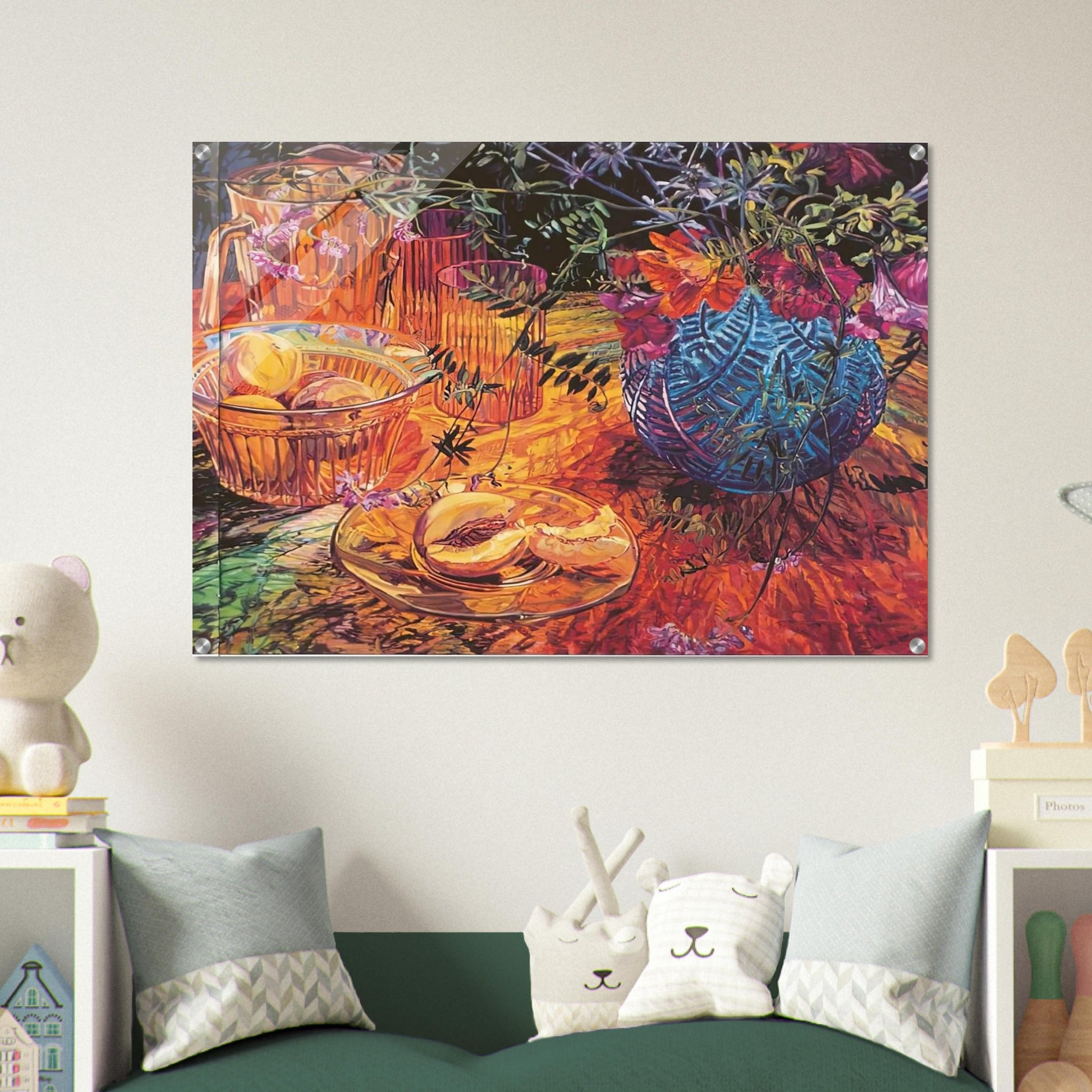 CUT PEACH BLUE VASE 1993 - Janet Fish Acrylic Print - 70x100 cm / 28x40″ inches