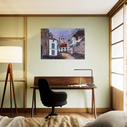 VILLAGE STREET - Maurice Utrillo Brushed Aluminum Print - 70x100 cm / 28x40 inches | Maurice Utrillo Aluminum Print | Maurice Utrillo Prints