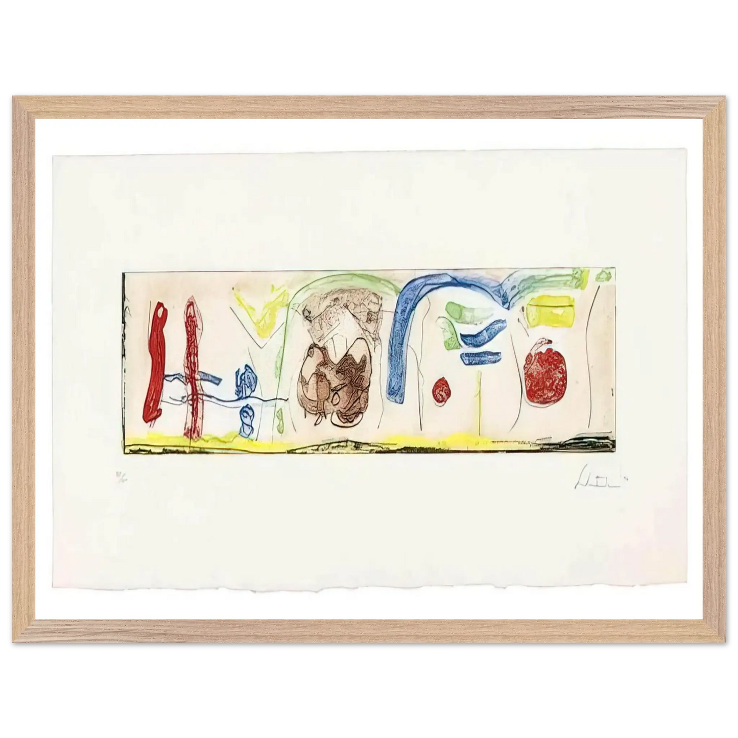 Helen Frankenthaler - Bridges - 1996 Wall art - 28x43  cm / XL (11x17 Inches) - Premium Wooden Framed Poster With Fine Art Paper - Black frame