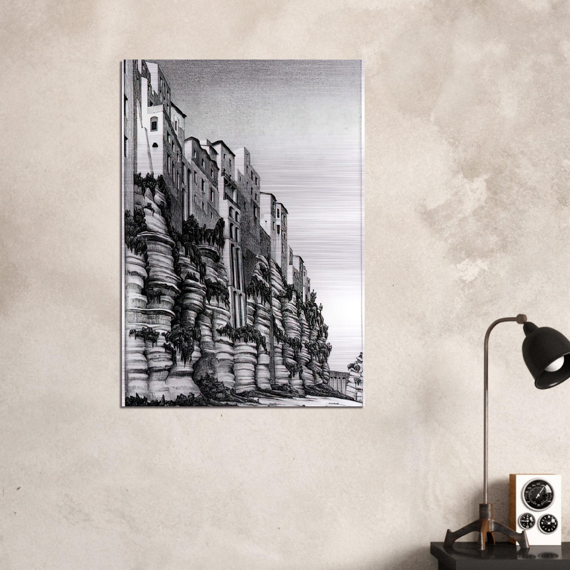 TROPEA CALABRIA - MC Escher Brushed Aluminum Print - 70x100 cm / 28x40 inches | MC Escher Aluminum Print | MC Escher Prints