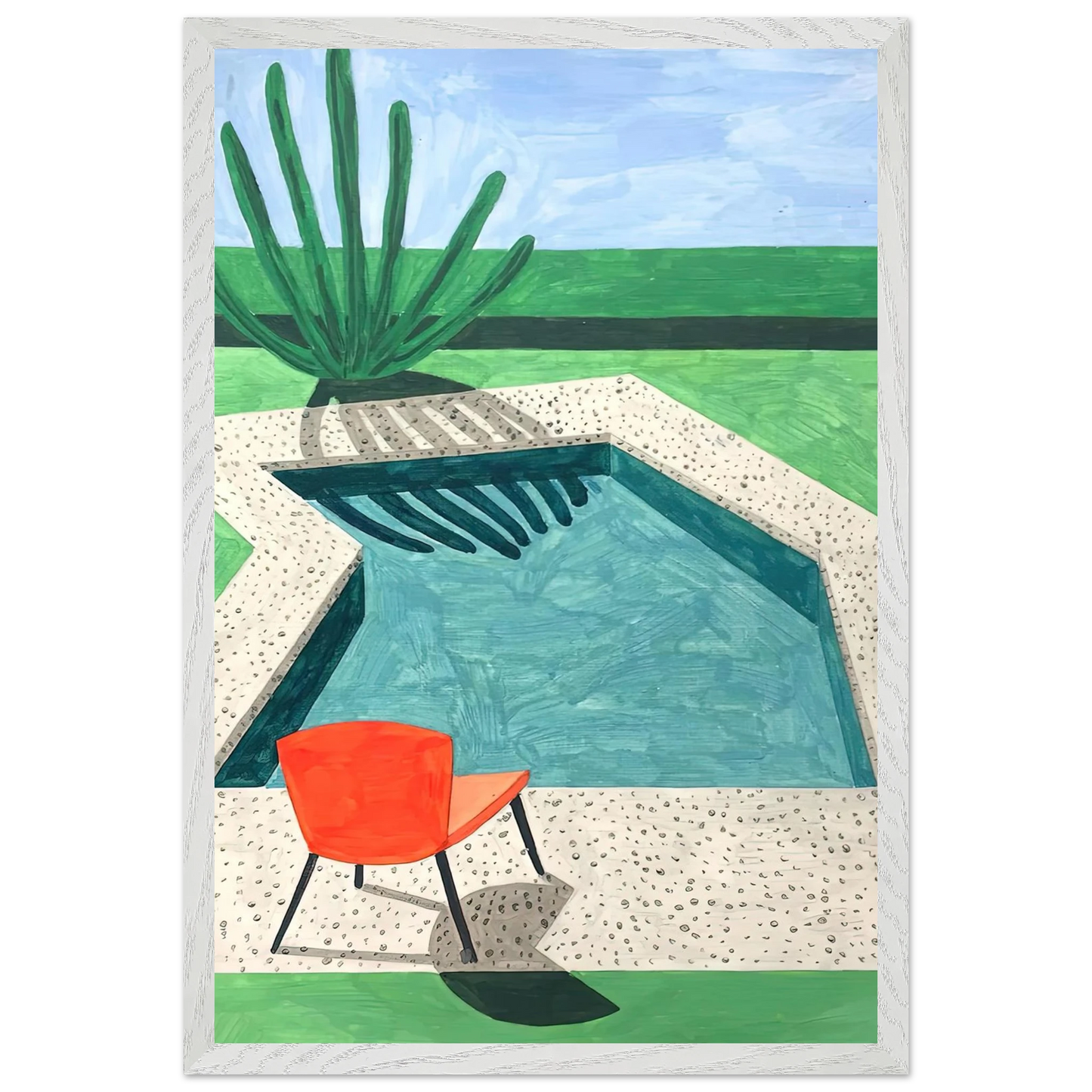 David Hockney - David Hockney Wall art - 70x100 cm / 28x40 inches - Premium Wooden Framed Poster With Fine Art Paper-canvas - White frame