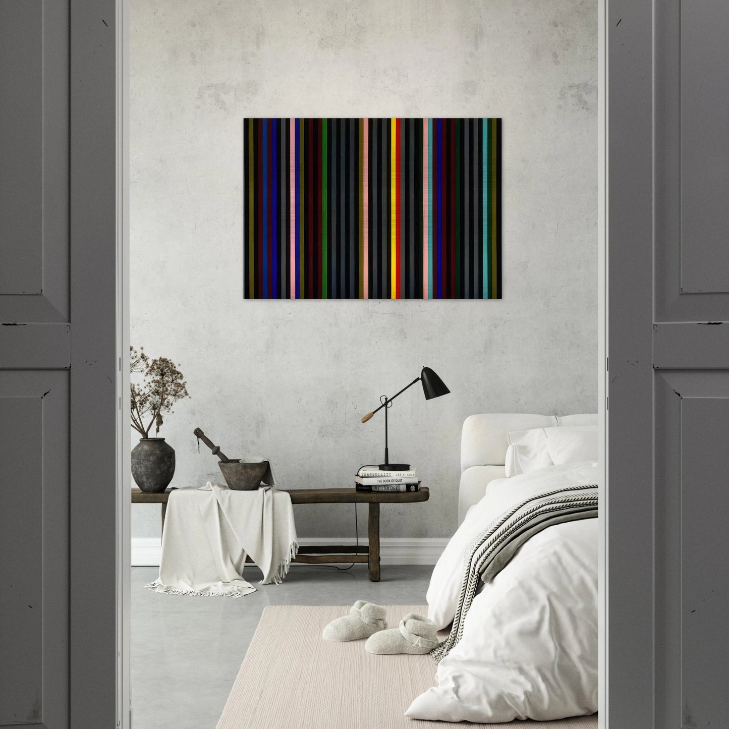Black Grey Beat - 1964 - Gene Davis Brushed Aluminum Print - 70x100 cm / 28x40 inches | Gene Davis Aluminum Print | Gene Davis Prints
