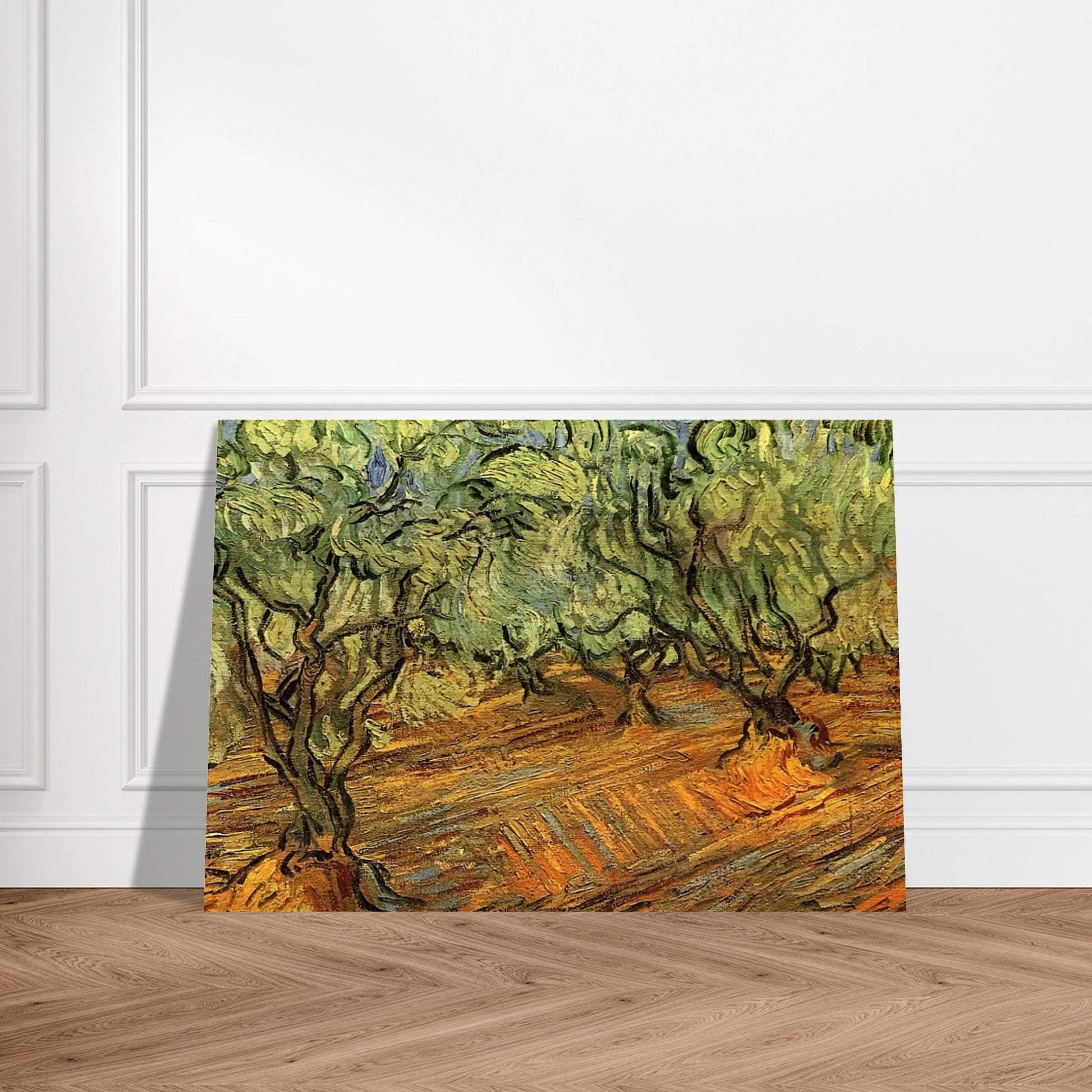 Olive Grove - Bright Blue Sky - Vincent van Gogh Brushed Aluminum Print - 70x100 cm / 28x40 inches | Vincent van Gogh Aluminum Print | Vincent van Gogh Prints