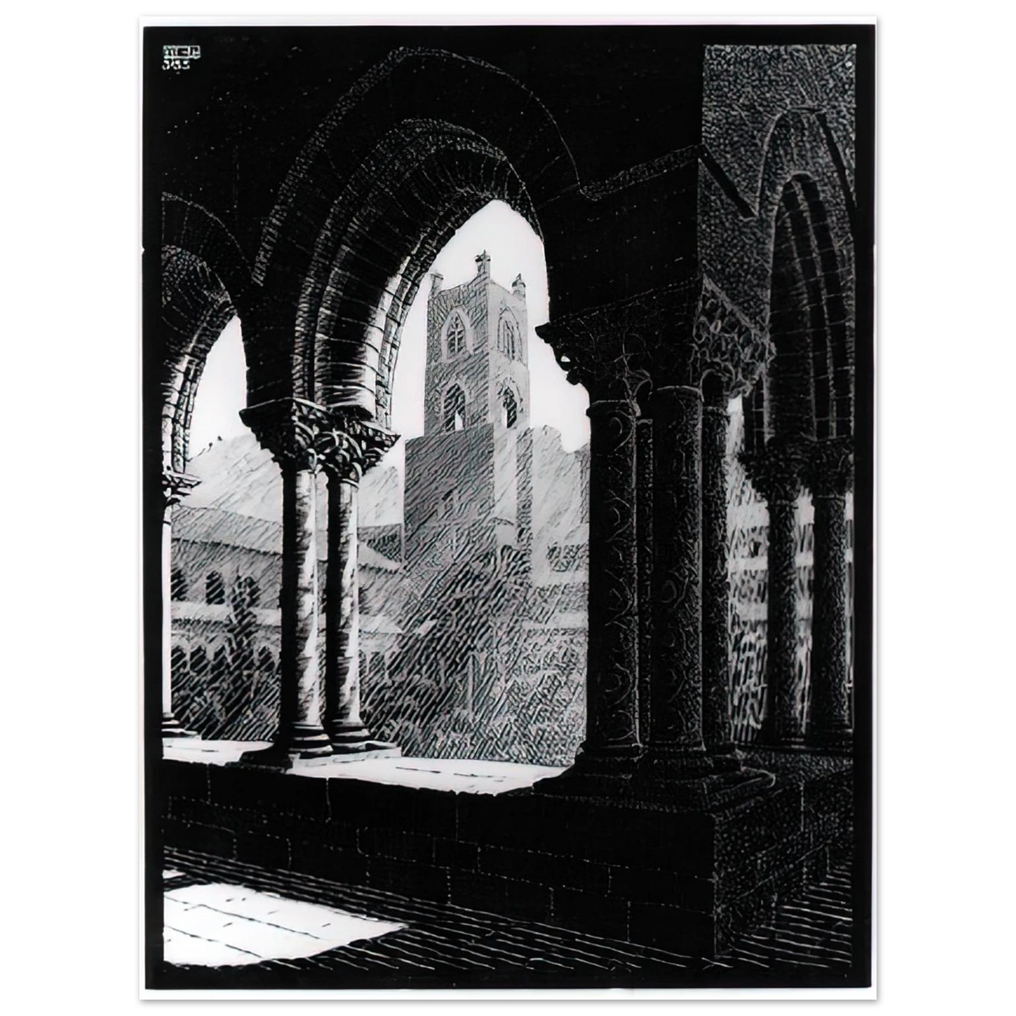 MC Escher - CLOISTER OF MONREALE SICILY Wall Art - 21x29.7 cm / 8x12" - Fine Art Poster-canvas - -