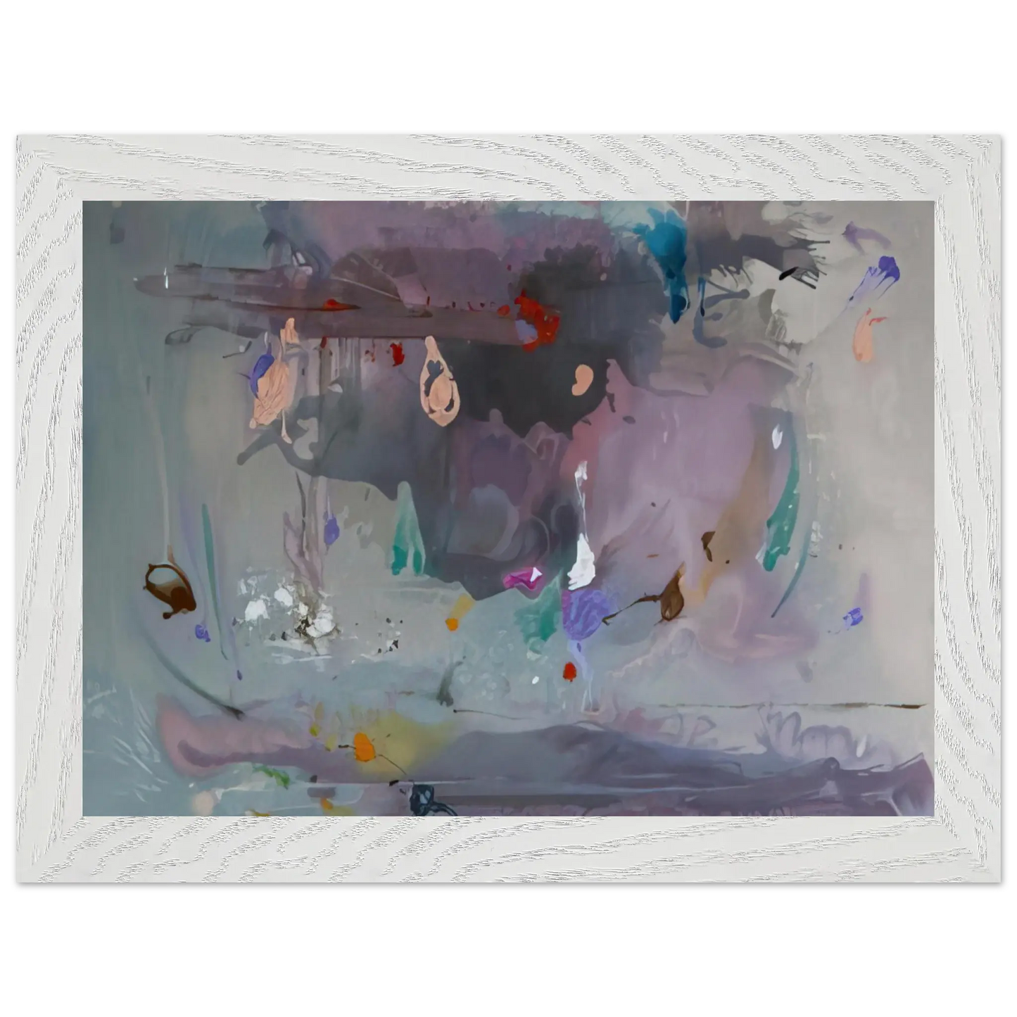 Helen Frankenthaler - Grey Fireworks - 2000 Wall art - 40x50 cm / 16x20 Inches - Premium Wooden Framed Poster With Fine Art Paper - Black frame