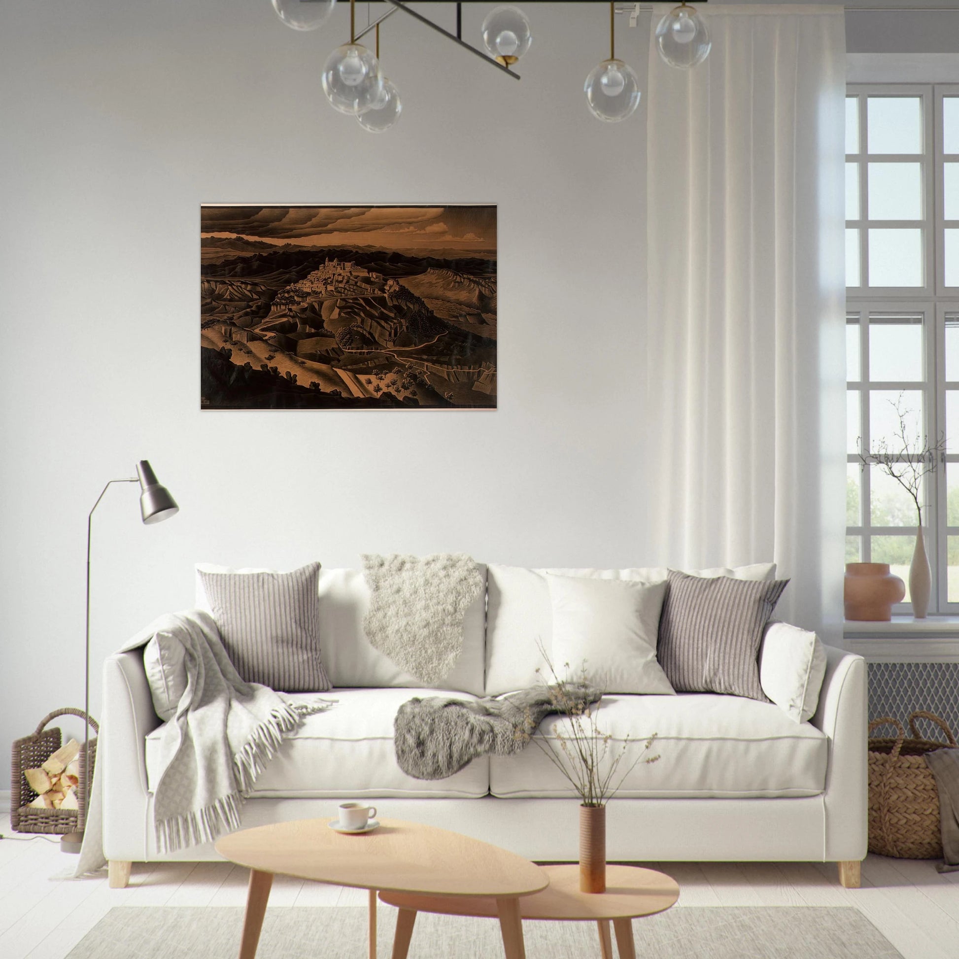 ITALIAN TOWN - MC Escher Brushed Aluminum Print - 70x100 cm / 28x40 inches | MC Escher Aluminum Print | MC Escher Prints