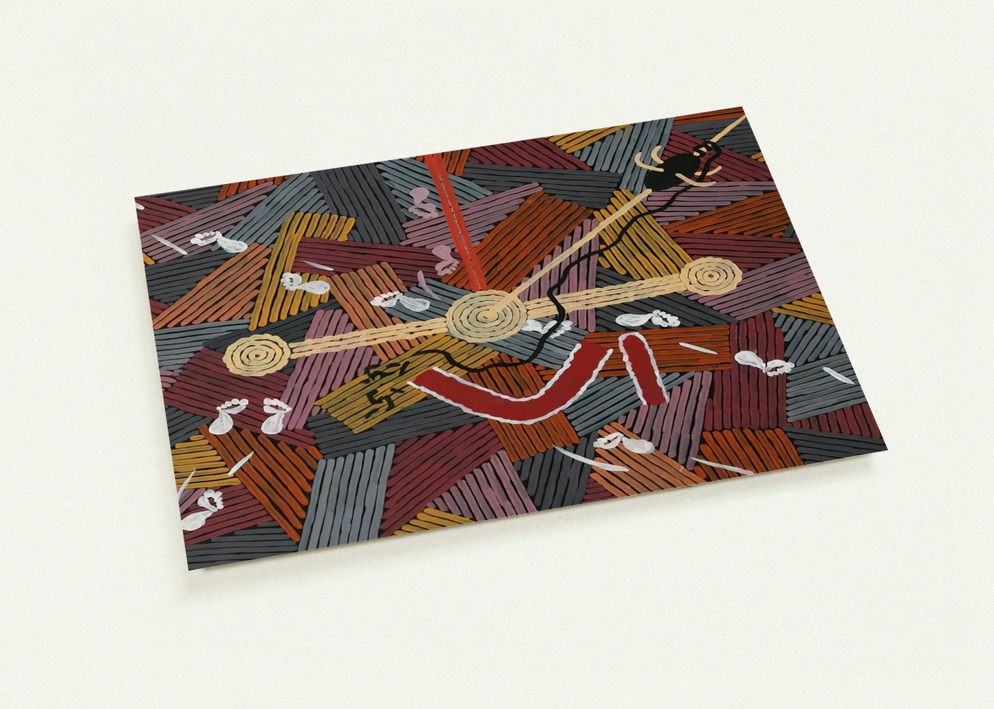 Men's Love Story - 1996 By Clifford Possum Tjapaltjarri Pack of 10 Post Cards | Clifford Possum Tjapaltjarri Post Cards | A6 (10.5 x 14.8 cm) - 4.1 x 5.8 inches