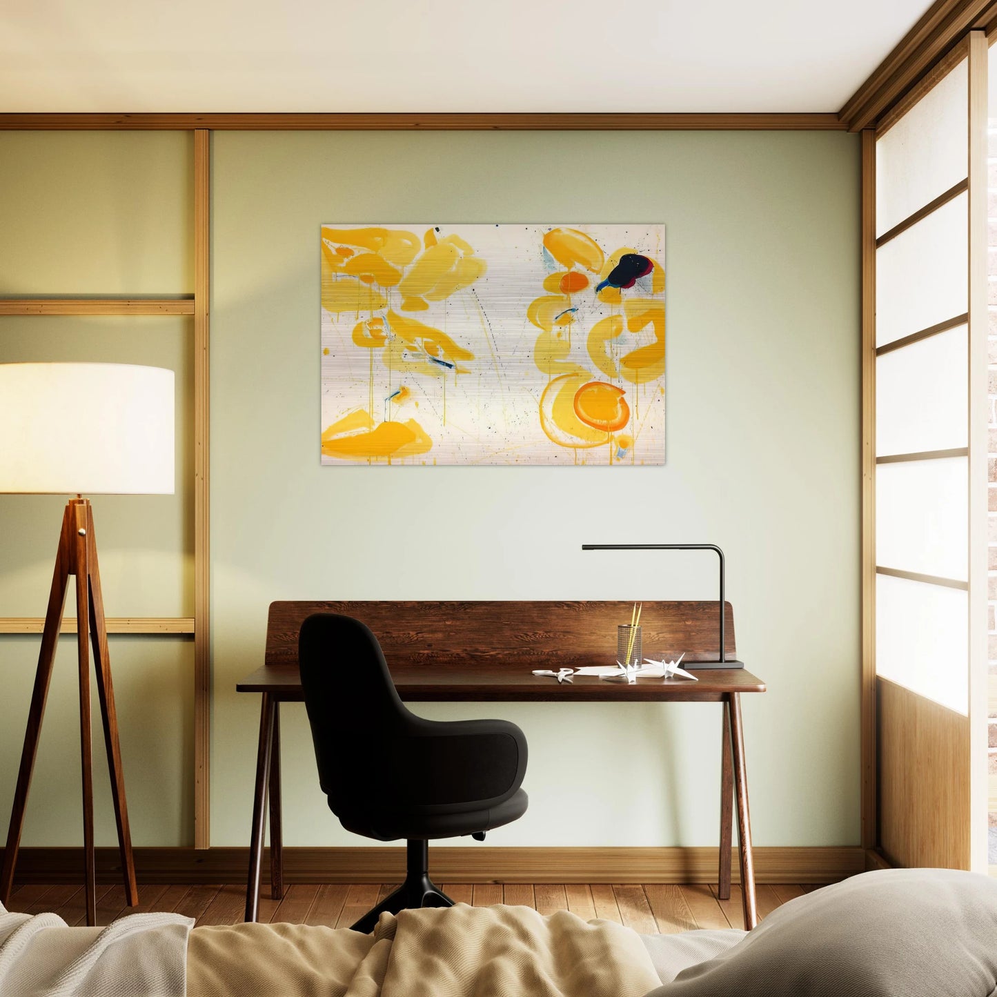 Untitled  Yellow  - Sam Francis Brushed Aluminum Print - 70x100 cm / 28x40 inches | Sam Francis Aluminum Print | Sam Francis Prints