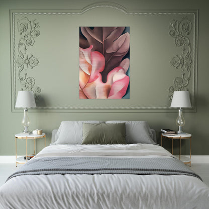 Oak Leaves Pink and Grey - Georgia O'Keeffe Brushed Aluminum Print - 70x100 cm / 28x40 inches | Georgia O'Keeffe Aluminum Print | Georgia O'Keeffe Prints