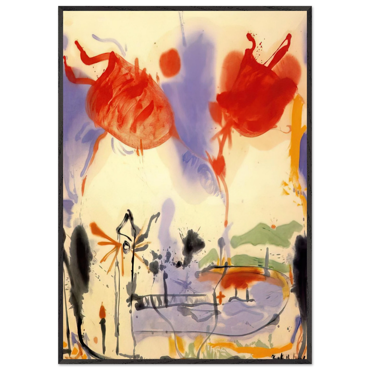 Helen Frankenthaler - Round Trip - 1957 Wall art - A1 (59.4 x 84.1  cm) - Premium Wooden Framed Poster With Fine Art Paper-canvas - White frame