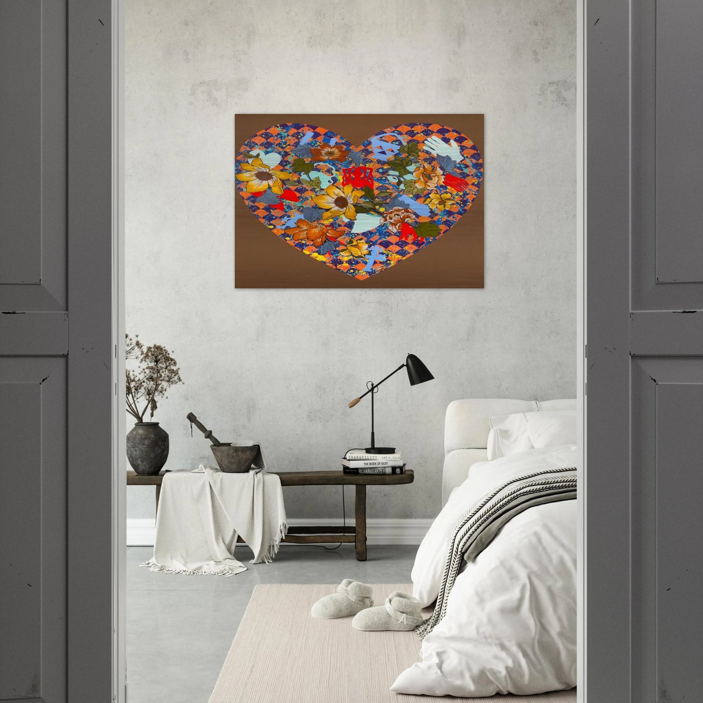 Our Stenciled Heart - 2008 - Miriam Schapiro Brushed Aluminum Print - 70x100 cm / 28x40 inches | Miriam Schapiro Aluminum Print | Miriam Schapiro Prints