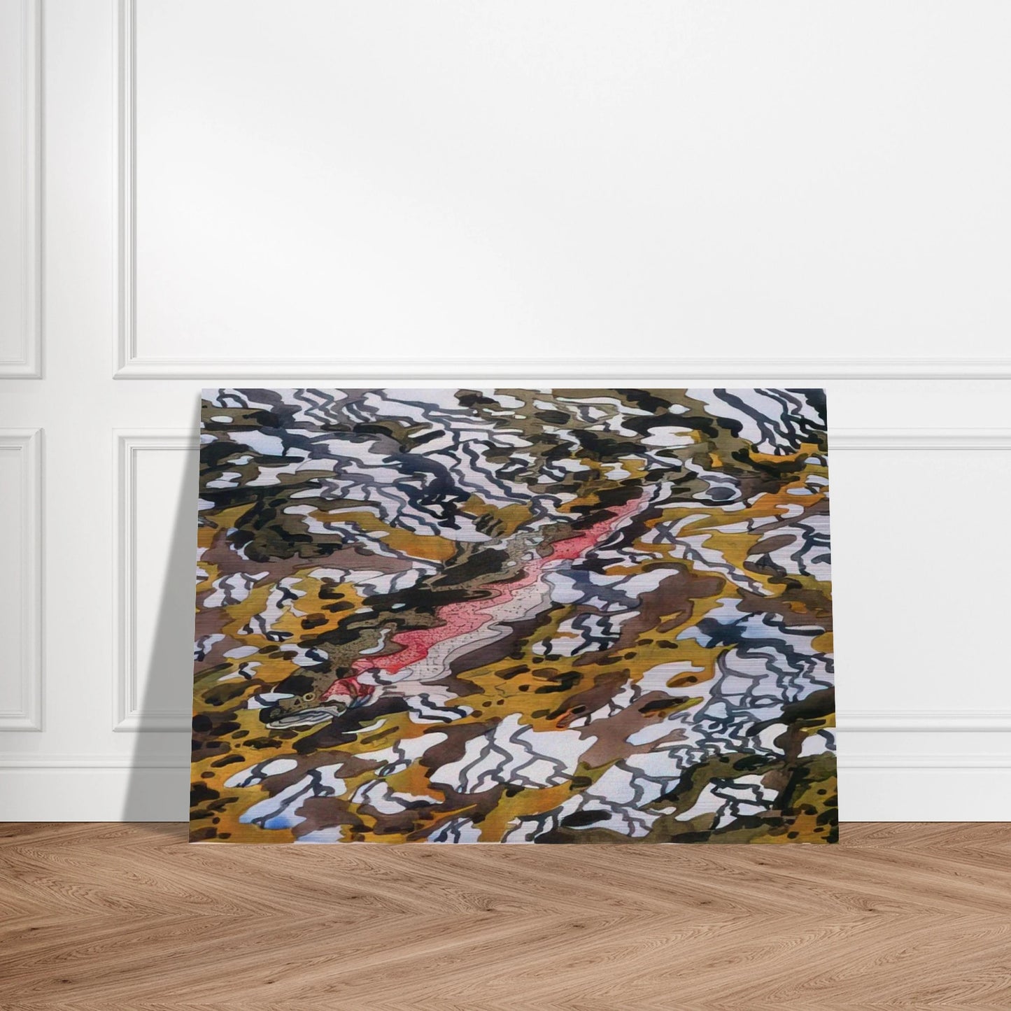 Trout and Reflected Tree - 1985 - Neil Welliver Brushed Aluminum Print - 70x100 cm / 28x40 inches | Neil Welliver Aluminum Print | Neil Welliver Prints
