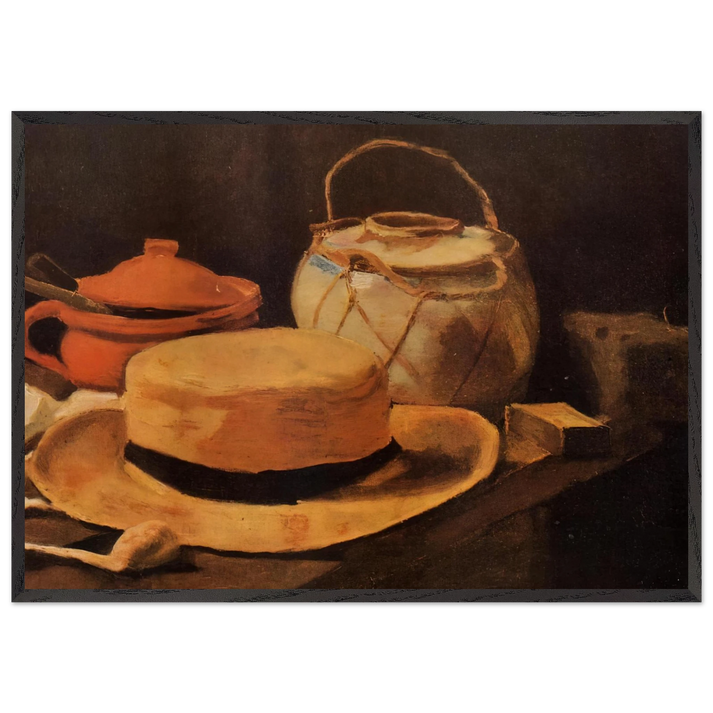 Still Life with Yellow Hat - Vincent van Gogh 70x100 cm / 28x40 inches Framed Art Print – Black Wooden Frame