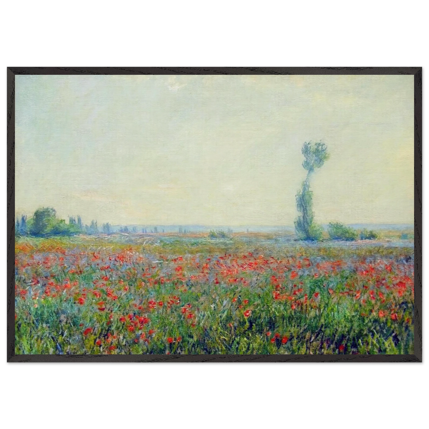 POPPY FIELD N2 - claude monet 70x100 cm / 28x40 inches Framed Art Print – Black Wooden Frame
