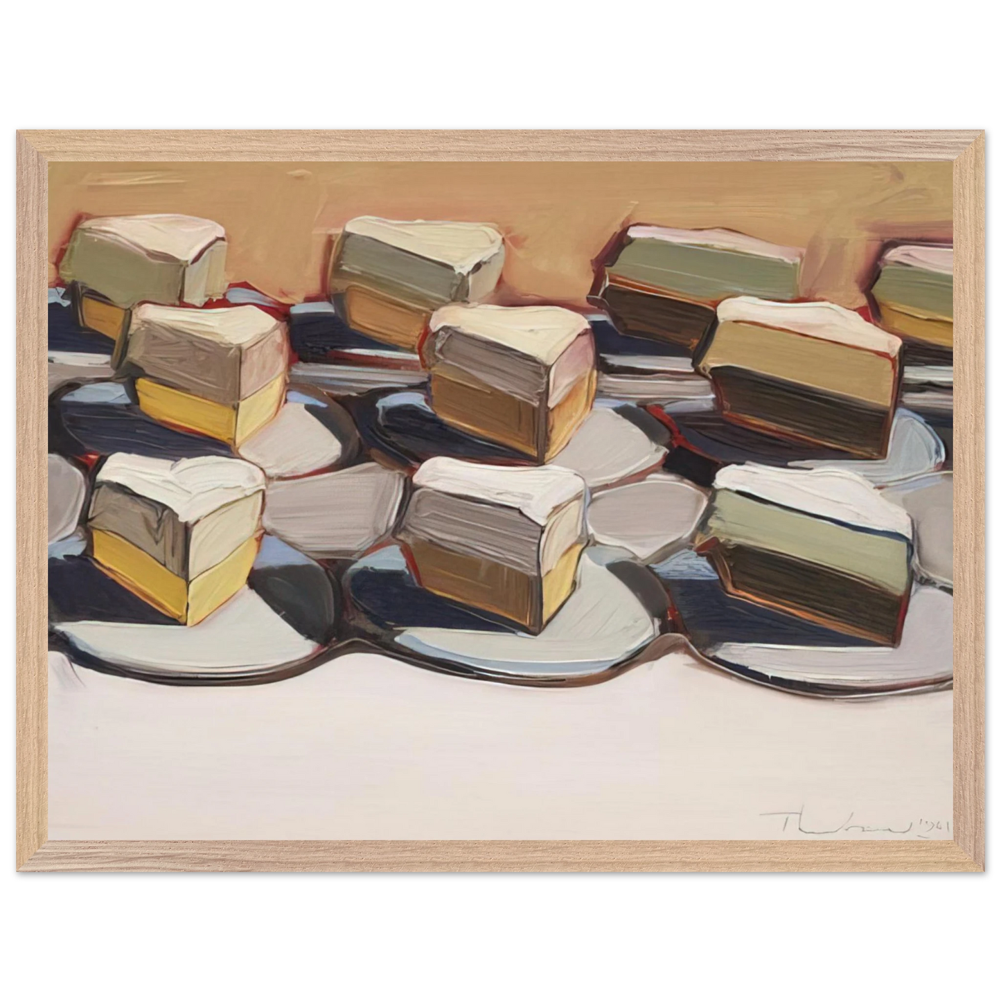 Wayne Thiebaud - Cut Meringues - 1961 Wall Art - 60x80 cm / 24x32 inches - Premium Wooden Framed Poster With Fine Art Paper - White frame