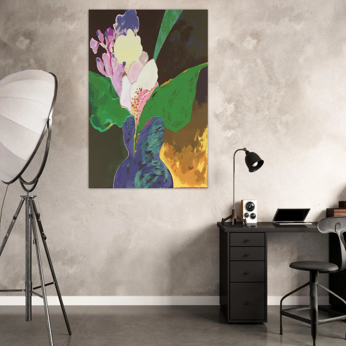 Blue Vase With Flowers - 2002 - Aldemir Martins Art Prints - 100x150 cm / 40x60″ inches | Aldemir Martins Poster | Aldemir Martins Prints