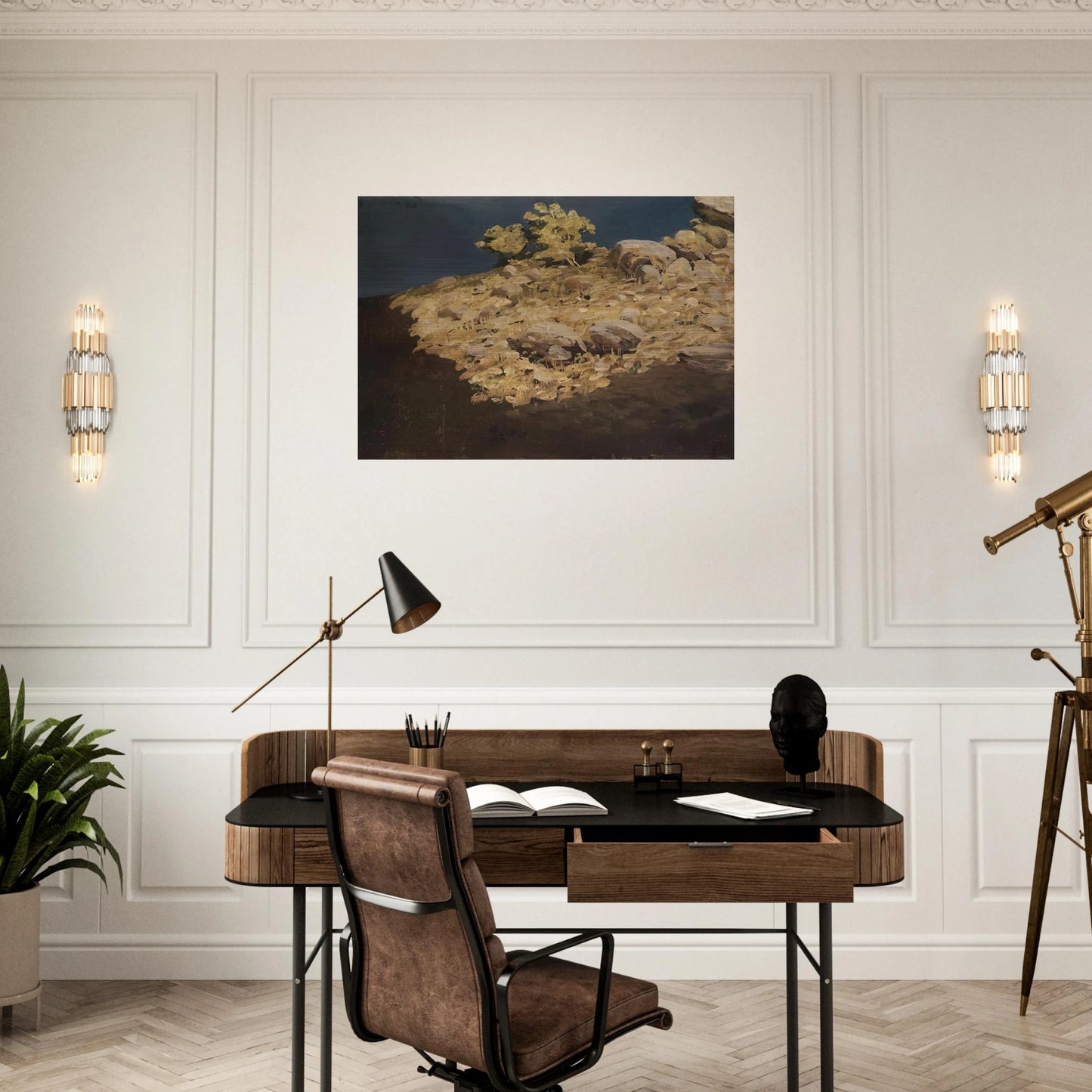 Mountain slope. Crimea - Arkhyp Kuindzhi Brushed Aluminum Print - 70x100 cm / 28x40 inches | Arkhyp Kuindzhi Aluminum Print | Arkhyp Kuindzhi Prints