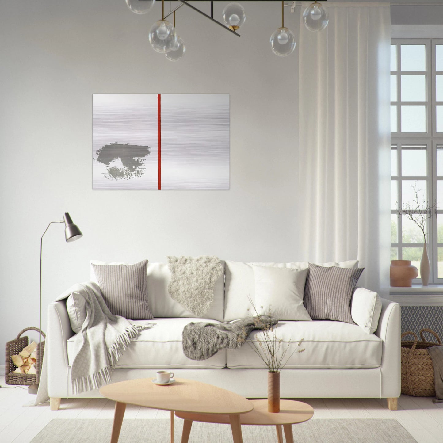 OHNE TITEL MIT ROTEM STRICH 1970 - BLINKY PALERMO Brushed Aluminum Print - 70x100 cm / 28x40 inches | BLINKY PALERMO Aluminum Print | BLINKY PALERMO Prints