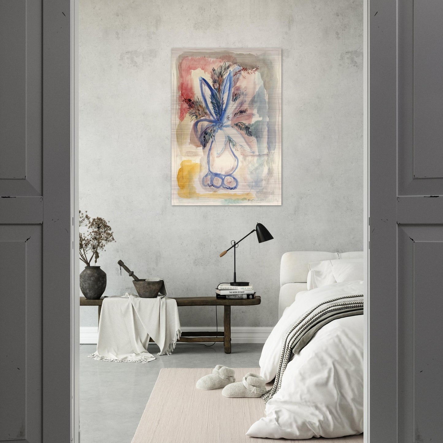 FLOWER VASE 1942 - Rene Portocarrero Brushed Aluminum Print - 70x100 cm / 28x40 inches | Rene Portocarrero Aluminum Print | Rene Portocarrero Prints