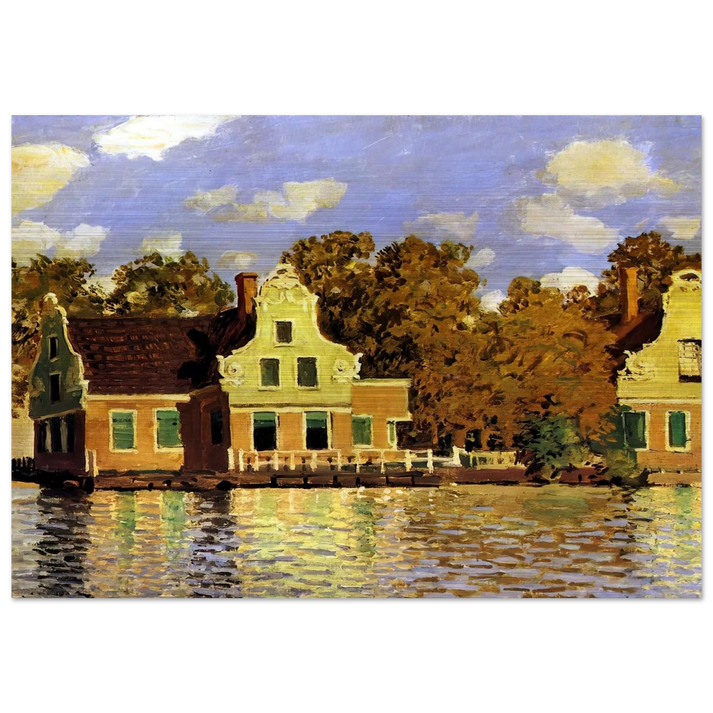 Houses on the Zaan River at Zaandam - claude monet Brushed Aluminum Print - 70x100 cm / 28x40 inches | claude monet Aluminum Print | claude monet Prints