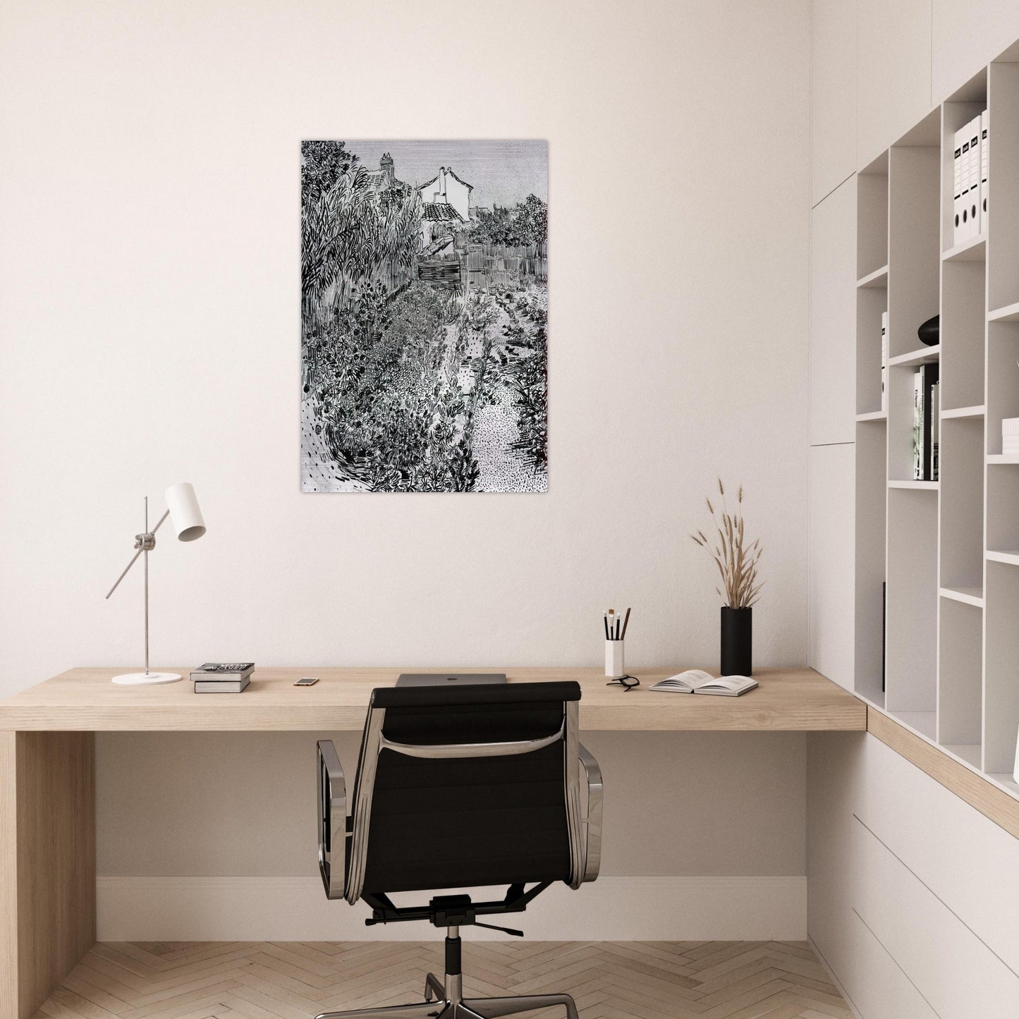 The Garden with Flowers - Vincent van Gogh Brushed Aluminum Print - 70x100 cm / 28x40 inches | Vincent van Gogh Aluminum Print | Vincent van Gogh Prints