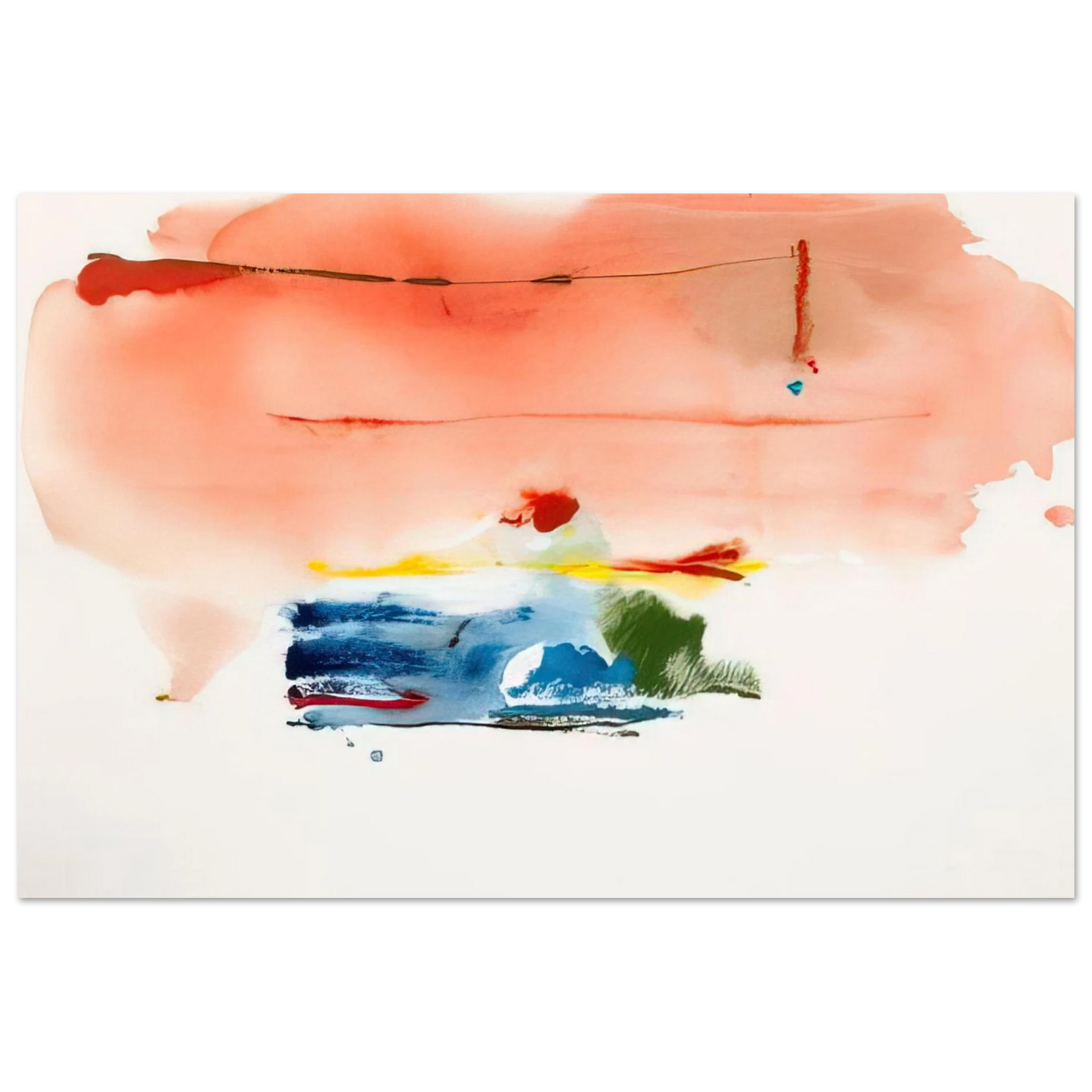 Helen Frankenthaler - Santa Fe II - 1986 Wall art - 28x43  cm / XL (11x17 inches) - Premium Wooden Framed Poster With Fine Art Paper-canvas - Black frame