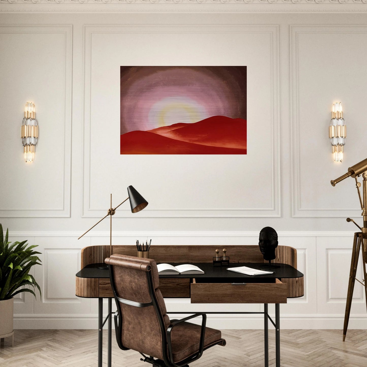 Red Hills, Lake George - Georgia O'Keeffe Brushed Aluminum Print - 70x100 cm / 28x40 inches | Georgia O'Keeffe Aluminum Print | Georgia O'Keeffe Prints
