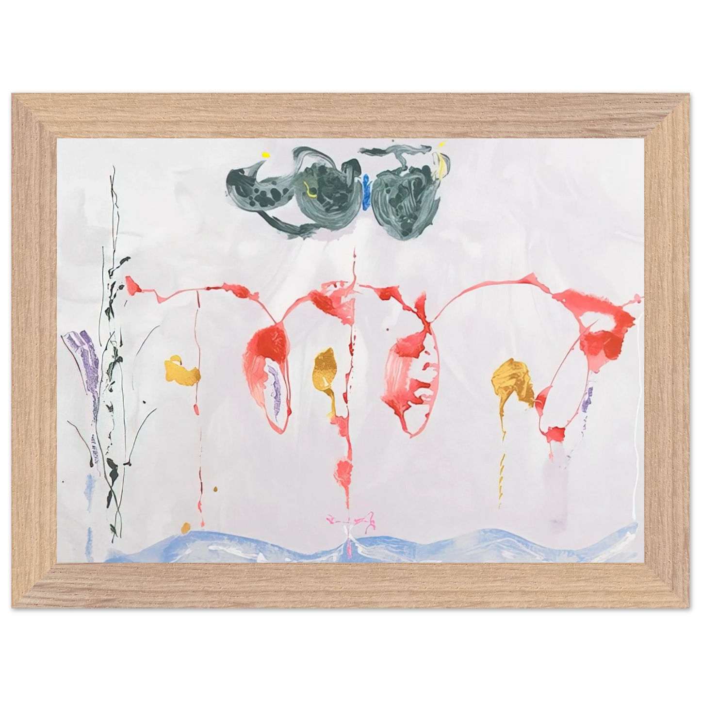 Helen Frankenthaler - Aerie - 2009 Wall art - 13x18 cm / 5x7 inches - Premium Wooden Framed Poster With Fine Art Paper-canvas - Black frame